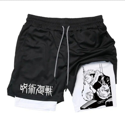 2025 Summer Hot-selling New Animation Series 3D Fashion Trend Fake Two-piece Shorts Outdoor Leisure Street Breathable Shorts