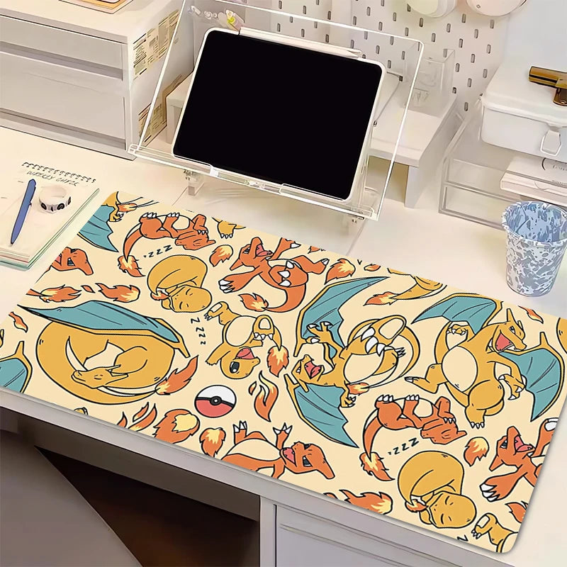 Mouse Pad Anime Flame Dragon PC Gamer Computer P-pokemonS Mousepad Varmilo C-charizard Keyboard Gaming Accessories Cute Desk Mat