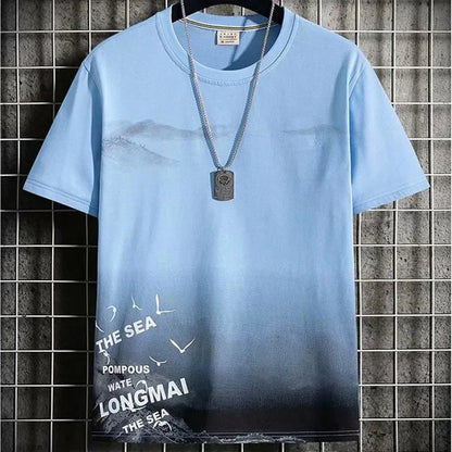 Loose Short Sleeve round Neck T-Shirt Thin Summer Casual Style for Men Breathable Streetwear Student Stall Short T-Shirt