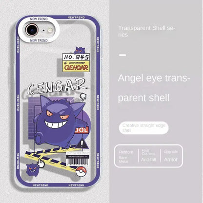 P-Pokemon Gengar Casing For Iphone 16 15 14 13 12 11 Pro Max XR XS Max X 6 6S 7 8 15 Plus  Cover Cartoon  Soft TPU Case