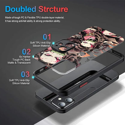 Cartoon Demon Slayer Phone Case For iPhone 16 15 14 13 12 11 Pro Max X XR XS 7 8 Plus SE 2020 Matte Hard Shockproof Back Cover