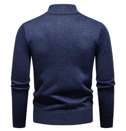 Winter Fleece-Lined Stand Collar Half-Zip Pullover Knitted Sweater for Men,Multi-Color Versatile Casual  Men's Knit Sweater