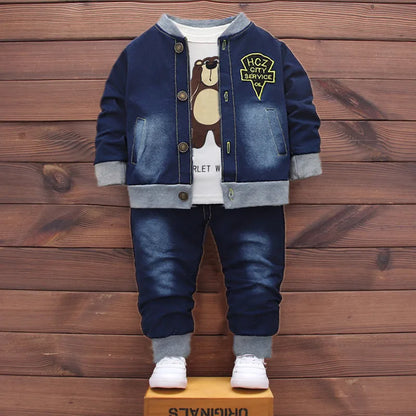Boys Clothing Sets New Kids Cotton Suit Autumn Long - sleeved Three piece jacket+jeans+t-shirt fashion casual children Sets