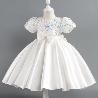 Baby Girls Christmas Dress Sequin ShortSleeve Party Dress Birthday Toddler Dress Wedding Princess Dress for Kid Girl Luxury Cown