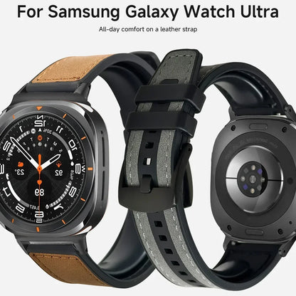 Leather Silicone Strap for Samsung Galaxy Watch 7 Ultra 47mm SmartWatch Band for GALAXY WATCH 7 Ultra Replacement Wristband