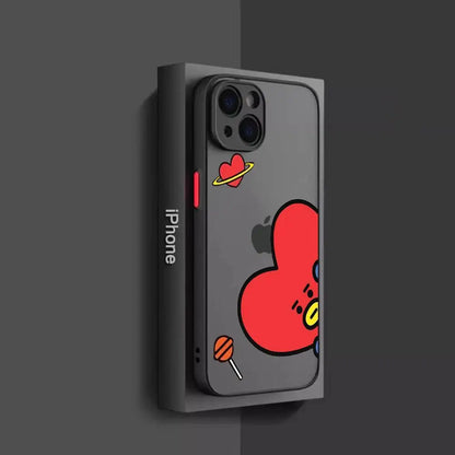 Cartoon Phone Case For-B-BT21s- Phone Case for iPhone 14 11 12 13 Mini Pro Max 8 7 Plus X XR XS MAX Translucent Matte Cover