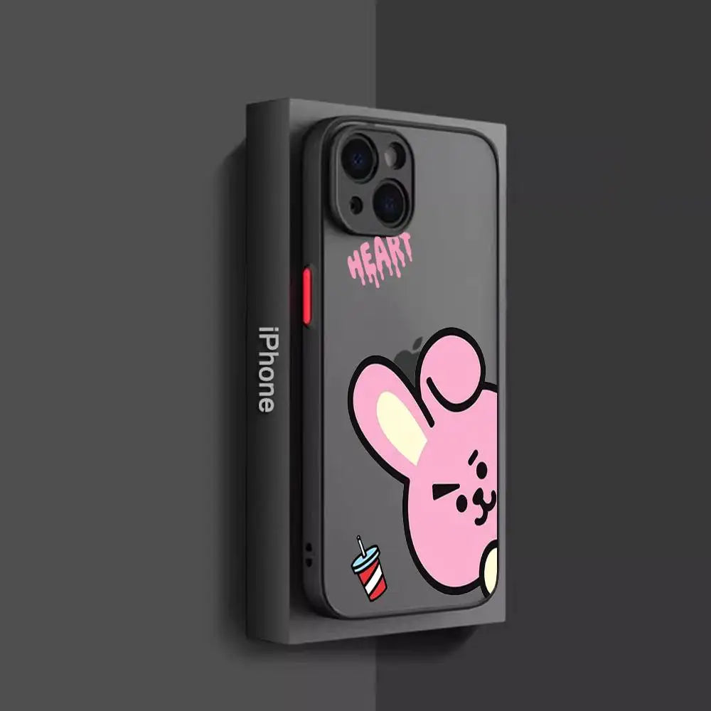 Cartoon Phone Case For-B-BT21s- Phone Case for iPhone 14 11 12 13 Mini Pro Max 8 7 Plus X XR XS MAX Translucent Matte Cover