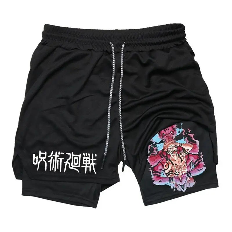 2025 Summer Hot-selling New Animation Series 3D Fashion Trend Fake Two-piece Shorts Outdoor Leisure Street Breathable Shorts