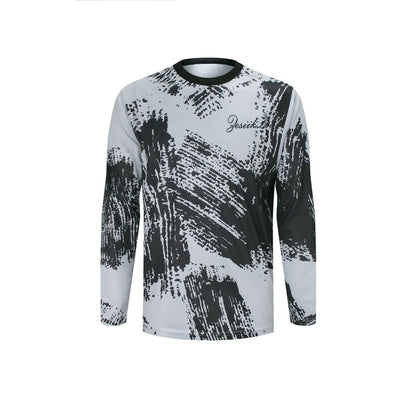 Men's Mountain Bike Off-road Motorcycle 3D Printed Breathable Long Sleeved T-shirt, Suitable for Downhill, BMX and Other Sports