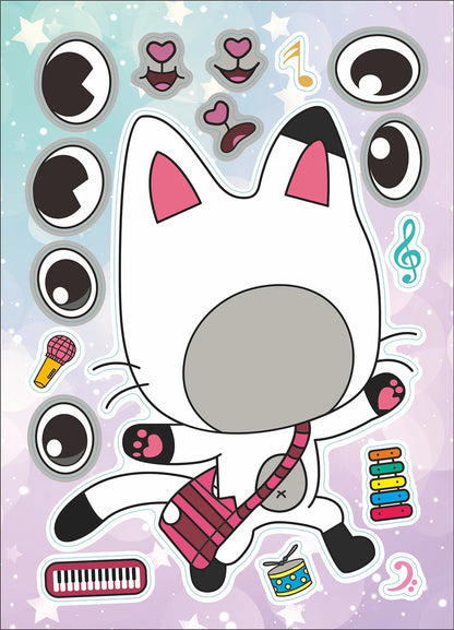 6/12Sheets Gabby's Dollhouse Make A Face Puzzle Stickers Kids Make Your Own DIY Game Children Cartoon Jigsaw Education Toys Gift