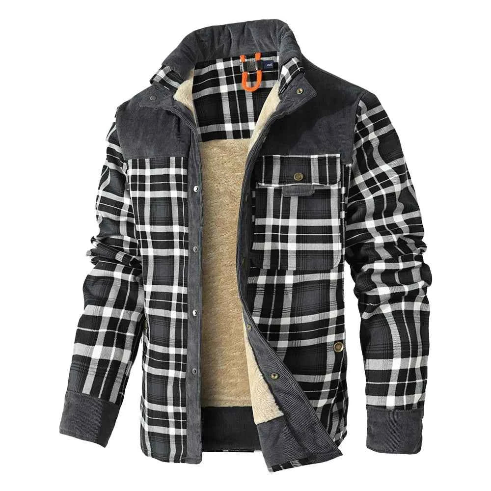 Men's Jackets Winter Windproof Warm Casual Bomber Coat Plaid Sherpa Lined Flannel Outdoor Classic Jacket Men US Size