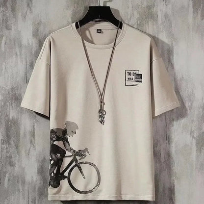 Loose Short Sleeve round Neck T-Shirt Thin Summer Casual Style for Men Breathable Streetwear Student Stall Short T-Shirt