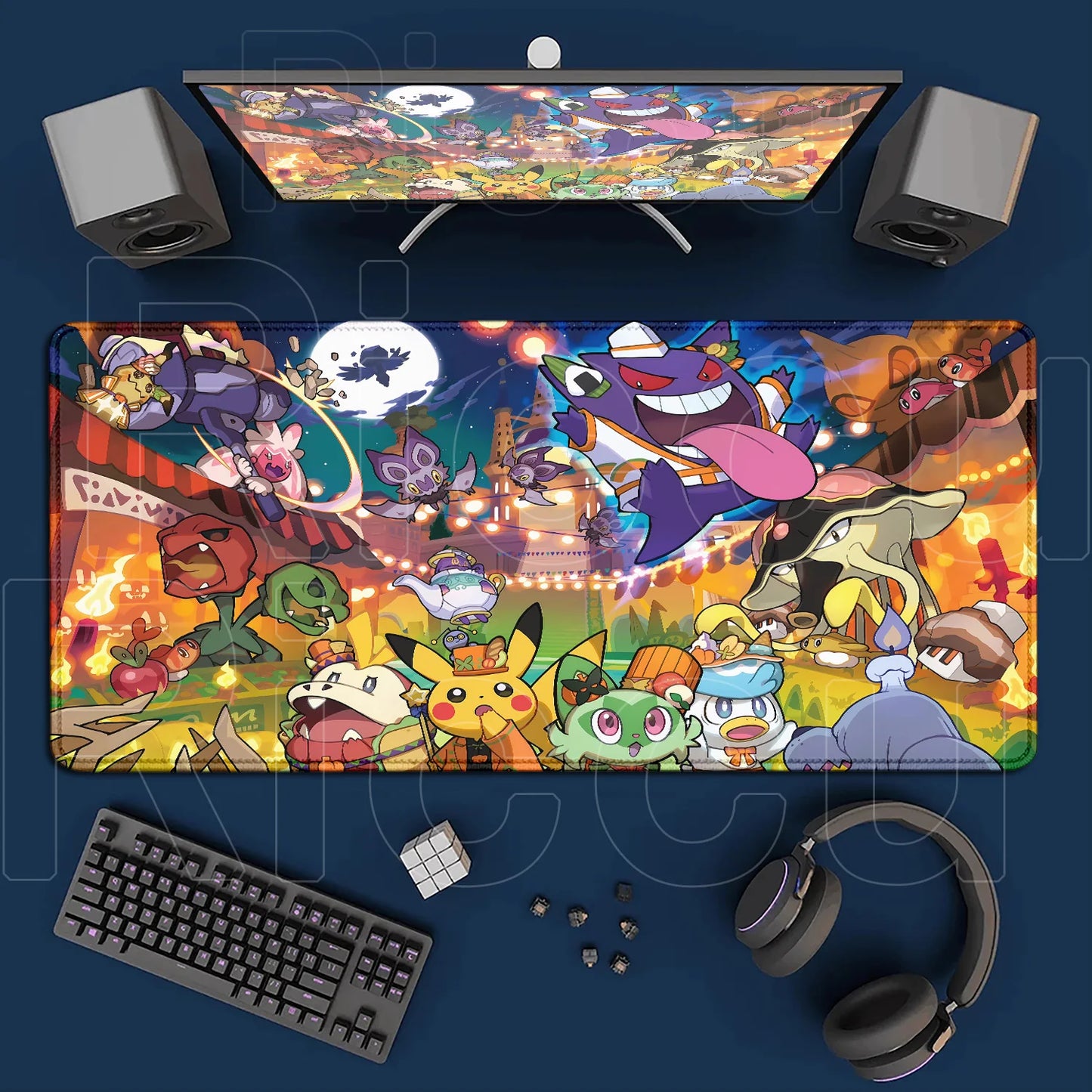 2026 New P-pokemon Gengar Wallpaper Cool Mouse Pad Gaming Large Anime Desk Keyboard Mats Non-slip Rubber Speed E-sports Mousepad