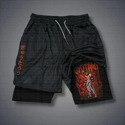 25 Summer Hot-selling New Anime Ghost Annihilation Blade 3D Printing Fake Two-piece Shorts Outdoor Casual Breathable Shorts
