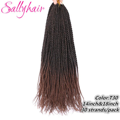 Sallyhair Synthetic Senegalese Twist 30Roots/Pack Crochet Braids Hair Brown Color Braid Hair Ombre Micro Senegal Braiding Hair