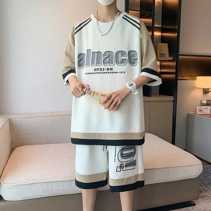 T-shirts Shorts Suits For Men Khaki Tracksuit Sweatshirts Man Sets Sweatsuit New In Tops & Tees Clothing Youthful Emo Chic Tee