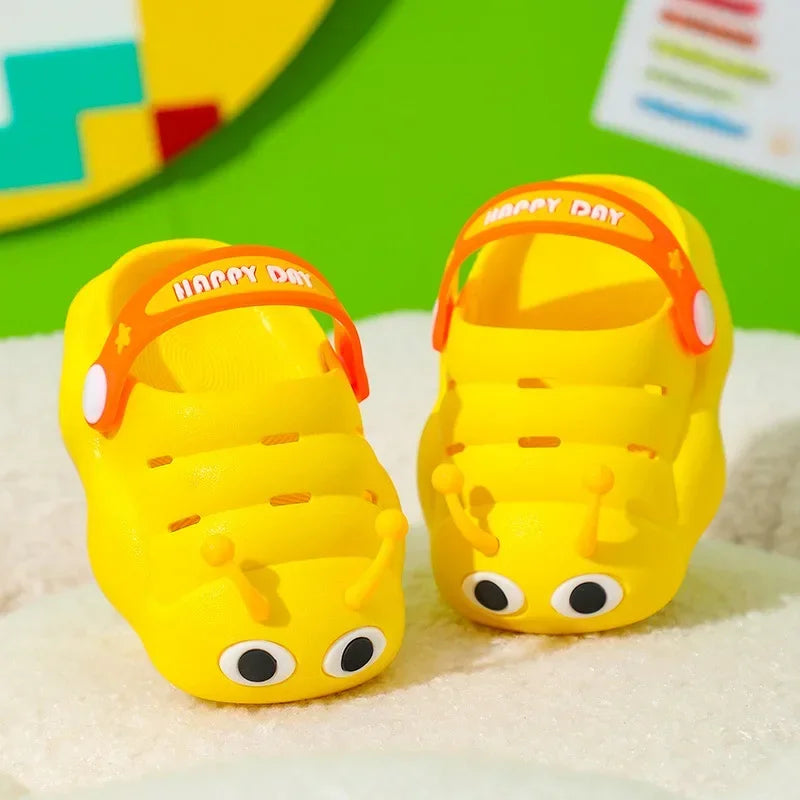 Summer Slippers For Children Cold Slippers Indoor Non-Slip Soft Bottom Comfort Cute Baby Hole Shoes Boys Girls