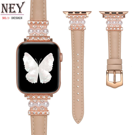 Design band For Apple Watch bands ultra-2 49mm 45mm 41mm 40mm-44mm Luxury Women Leather strap for iWatch Series 9 8 7 6 5 4 3 SE