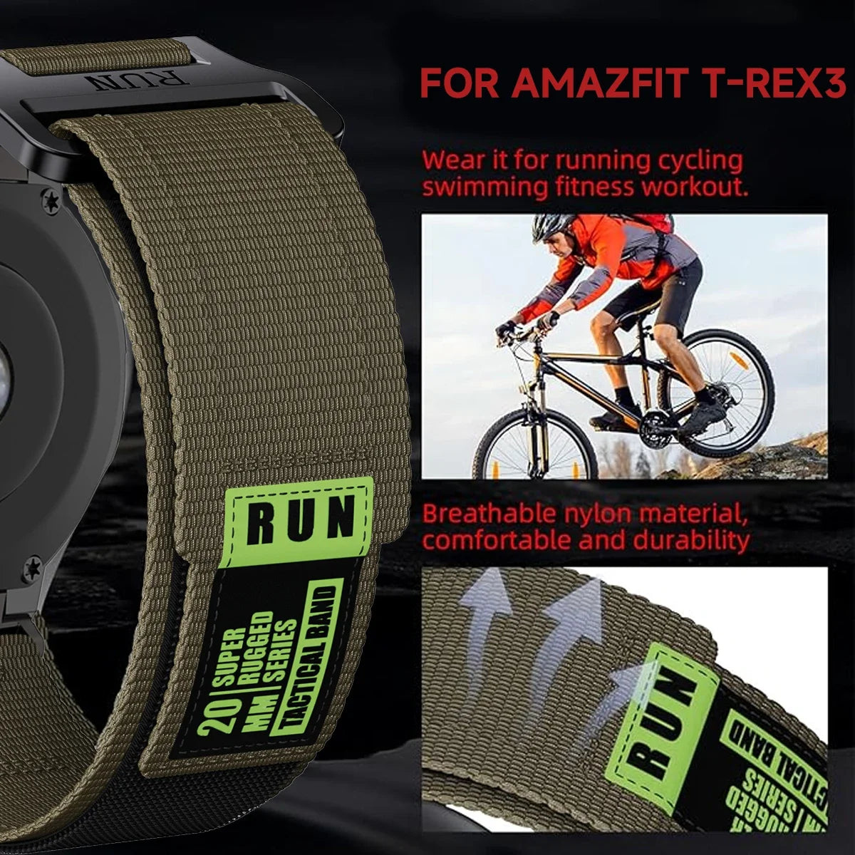 Nylon Strap For Amazfit T-rex  2 3 Ultra Watch Band For Huami Amazfit Trex Pro T Rex  Sport Belt Smartwatch Bracelet Accessories