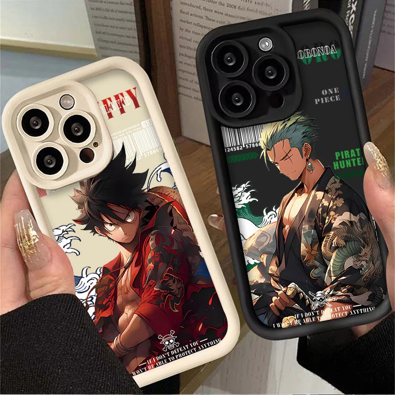 For iPhone 15 14 13 12 11 Pro Max XS X XR Anime O-One Piece Plating Matte Phone Cover For iPhone 7 8 Plus SE 2020 Silicone Case