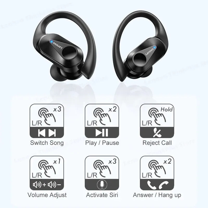 Lenovo LP75 Bluetooth 5,3 auriculares TWS deporte inalámbrico auriculares LED pantalla Digital estéreo HiFi reducción de ruido auriculares para juegos