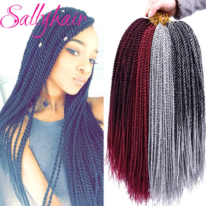 Sallyhair Synthetic Senegalese Twist 30Roots/Pack Crochet Braids Hair Brown Color Braid Hair Ombre Micro Senegal Braiding Hair