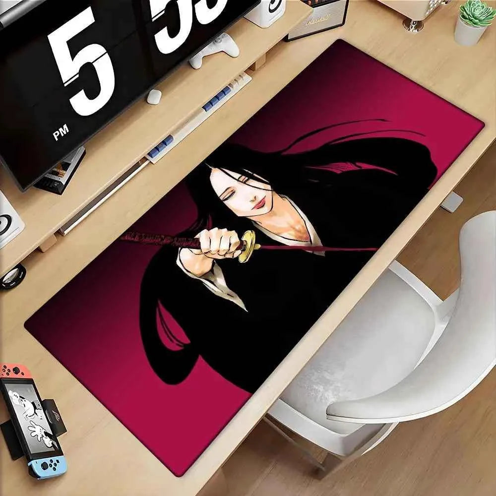 Large Mouse Pad black white Anime BLEACH Mause Mats Gaming Accessories Office Gamer Keyboard Desk Mat Unohana Retsu Mousepad