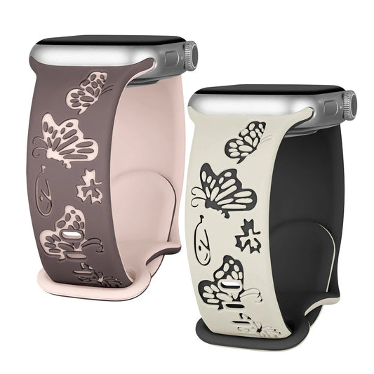 Engraved Silicone Strap For Apple Watch Band 41mm 45mm 40mm 44mm 49mm 38mm 42MM Correa Bracelet Series 9 8 7 6 5 4 3 SE Ultra 2