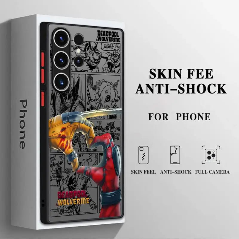 Deadpoollll And Wolverine Matte Phone Case for Samsung Galaxy S24 Ultra S23 S22 S21 Plus S20 FE Note 20 Ultra 10Plus Cover