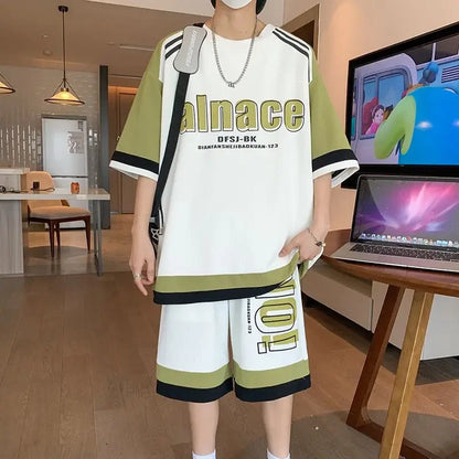 T-shirts Shorts Suits For Men Khaki Tracksuit Sweatshirts Man Sets Sweatsuit New In Tops & Tees Clothing Youthful Emo Chic Tee