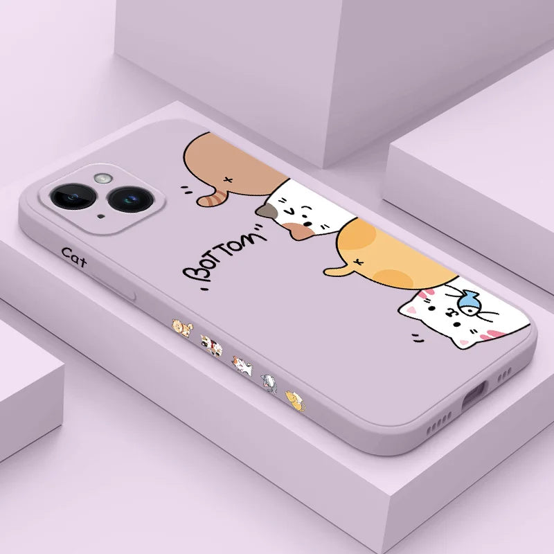 Funda de teléfono con arena para gatos para iPhone 15 14 13 Plus Pro Max Mini funda de silicona líquida