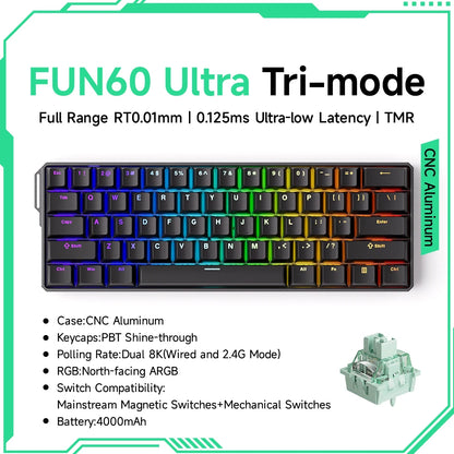 Akko MonsGeek FUN60 magnetic switch keyboard compact 60 percent RGB aluminum case tri mode