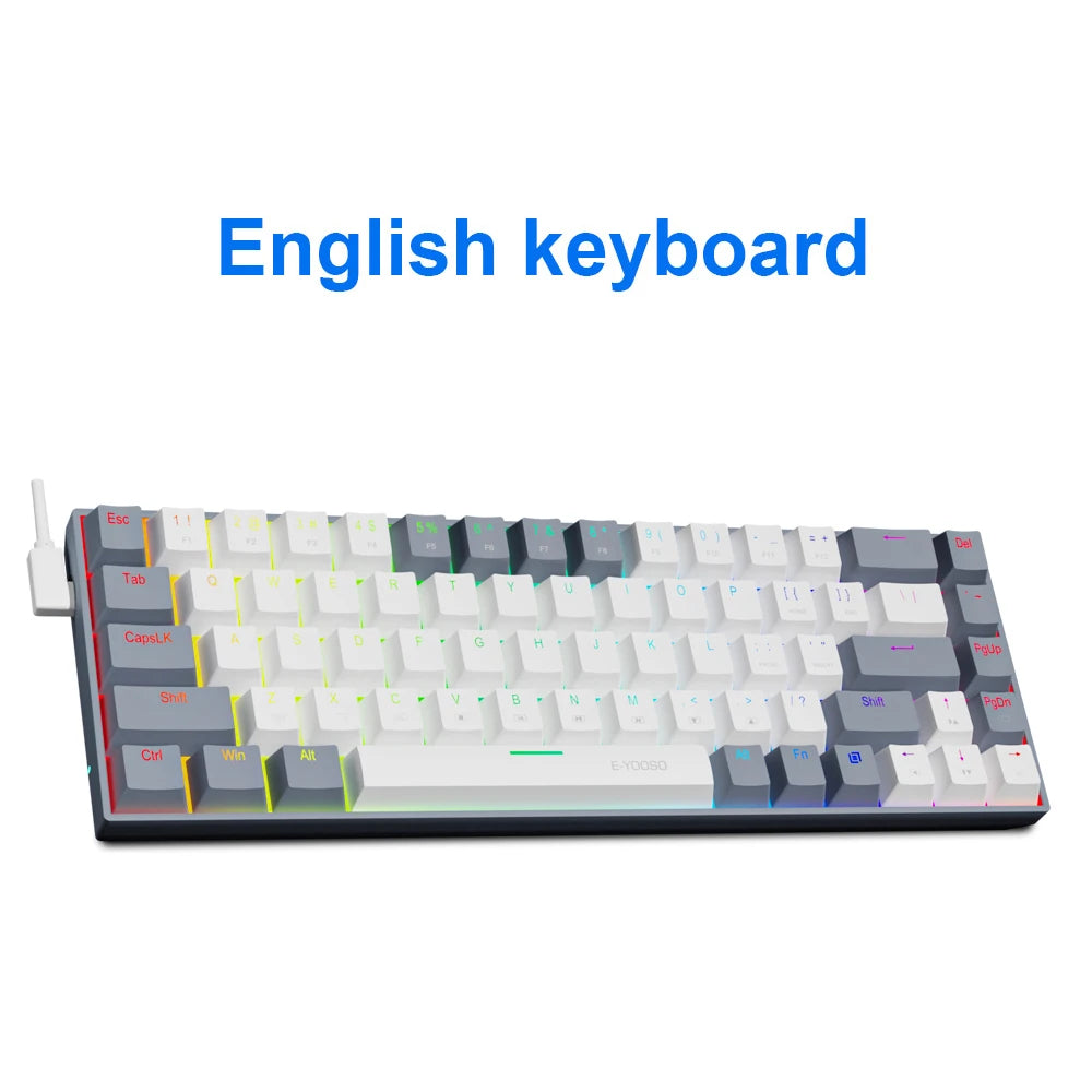 E-YOOSO Z686 RGB USB 60% Mini slim Mechanical Gaming Wired Keyboard Red Switch 68 Keys Gamer for Compute PC Laptop