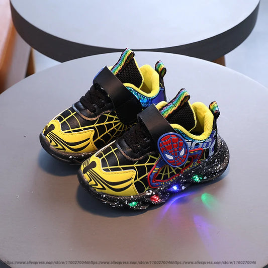 Lights Cartoon Boys Shoes Children's Sneaker 1-6 Years Old Autumn Baby Toddler Boots Kids LED Luminous Size 21