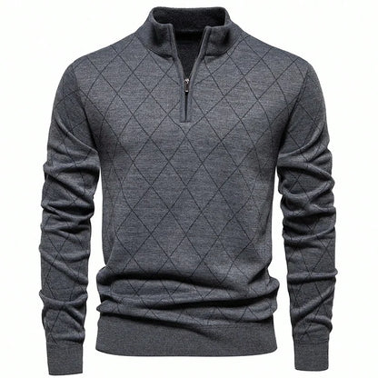 New Fashion Mens Knit Sweater American Half Zip Fleeced Knitwear Men's Stand Collar Casual Sweaters Pullovers
