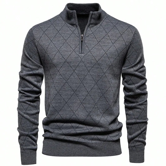New Fashion Mens Knit Sweater American Half Zip Fleeced Knitwear Men's Stand Collar Casual Sweaters Pullovers