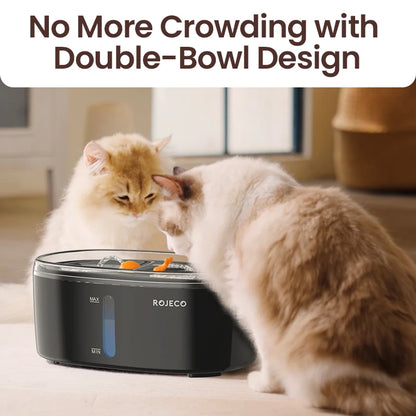ROJECO Dual Cat Water Fountain Automatic Water Dispenser For 2 Pets Smart Wireless Fountain Drinker For Cat Dog With Accessories