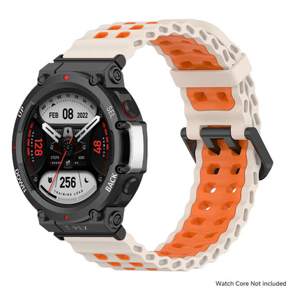 Marine band for Amazfit watch T-rex 3/2/ultra two-tone elastic silicone strap for T-Rex/T Rex Pro breathable sport bracelet