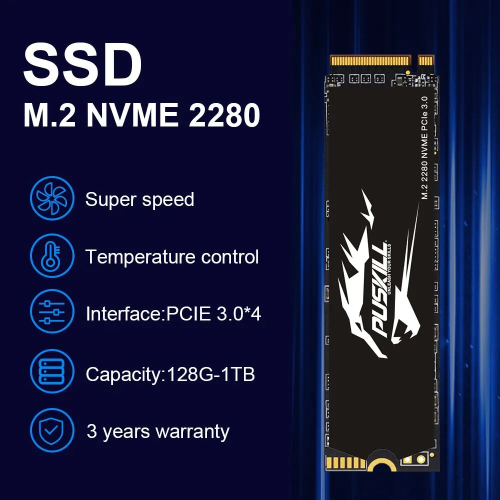 PUSKILL SSD M.2 NVMe 1TB PCIe M2 2280 Disco duro interno Unidad de estado sólido para computadora portátil de escritorio