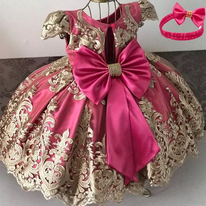 Vintage Embroidery Luxury Party Dresses Girls Floral Elegant Princess Dress Birthday Pageant Formal Gown  Kids Ceremony Costumes