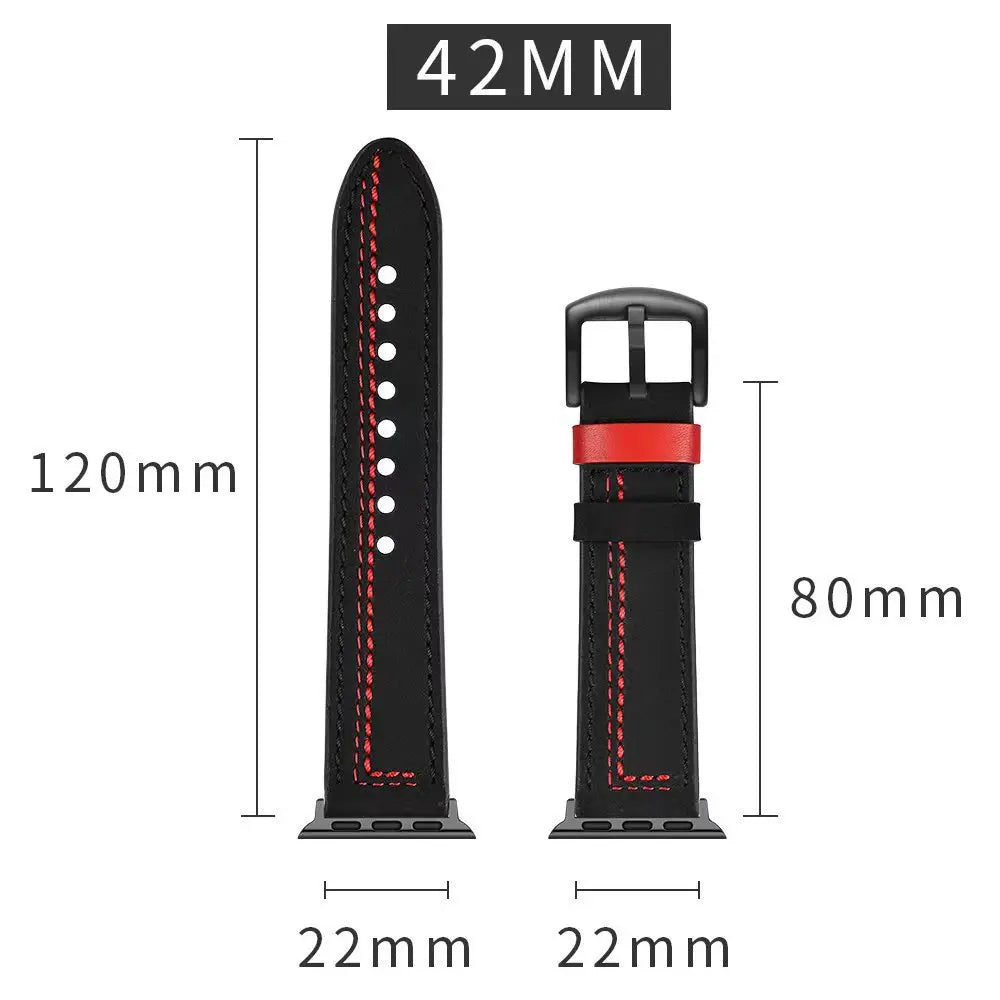 Leather Watchband for Apple Watch Series 9 8 7 6 SE 5 4 3 2 1 Durable Design Strap for iWatch Band 40mm 42mm 44mm 45mm 49mm 38mm