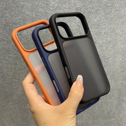 Luxury Orange Shield Matte Transparent Phone Case For iPhone 17 Pro Max 17 Pro 17 New Metal Buttons Skin Feel Shockproof Cover