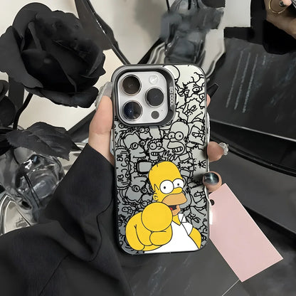 Simpsonn Phone Case For iPhone 16 15 14 13 12 11 Pro Max Black Purple Matte Laser Metallic Aurora Funda