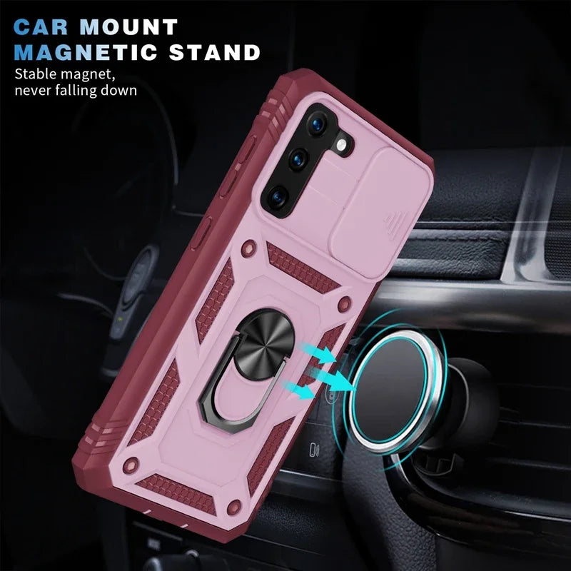 Stand Holder Armor Rubber Case for Samsung S24 Ultra S24 S23 Ultra S22 S21 S23FE A35 A55 A12 A13 A14 A33 A53 Shockproof Cover