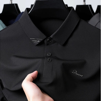 Men's T-shirt Lapel, Slim Business Gentleman Long Sleeve Top, Spring 2024, Men's Polo Shirt M-4XL