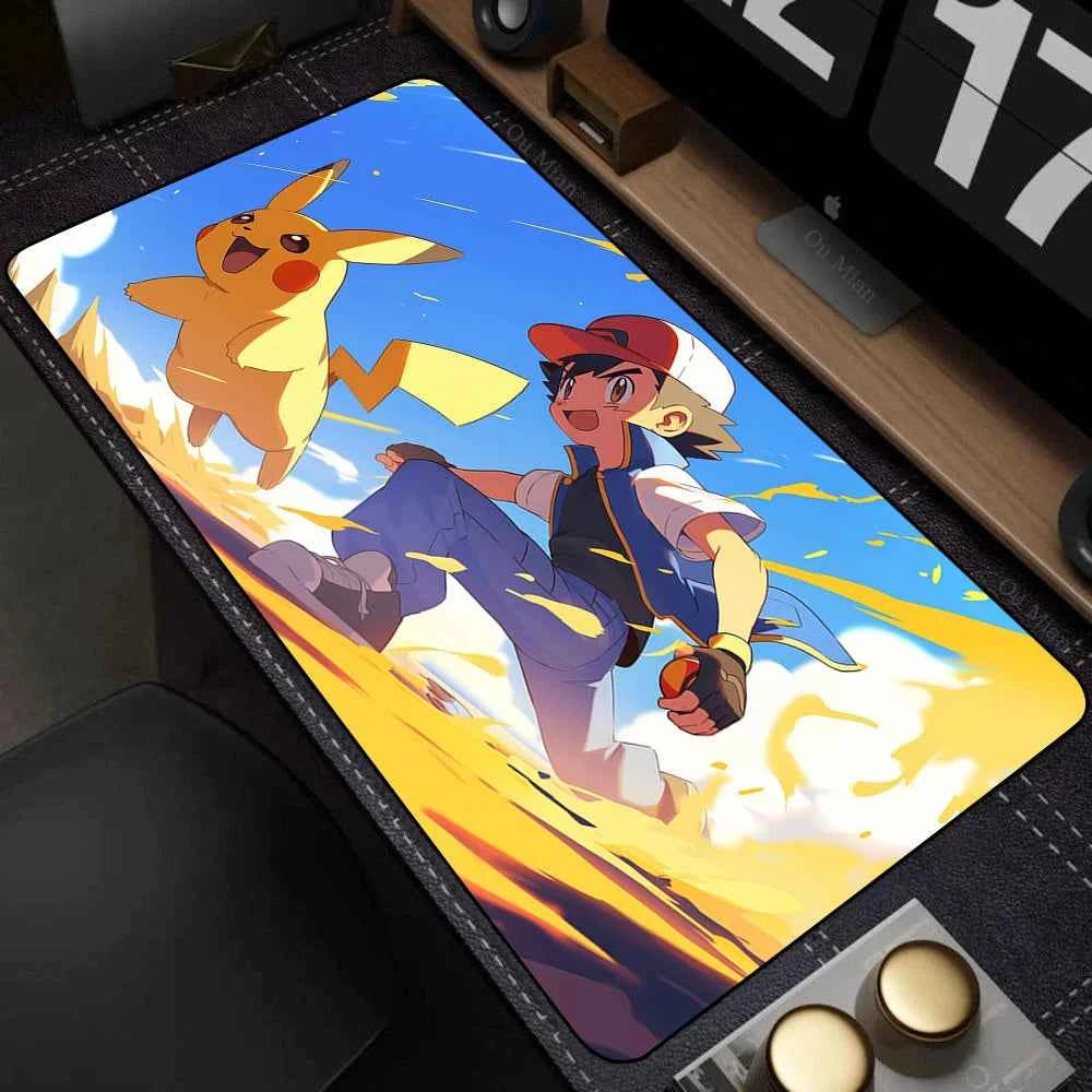 Leather Mouse Pad Pokemon Pikachu Mouse Mat Desk Mousepad For LOL Lockedge Large Gaming Accessories Computer Gamer Keyboard Pad