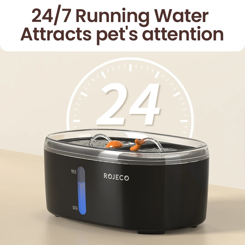 ROJECO Dual Cat Water Fountain Automatic Water Dispenser For 2 Pets Smart Wireless Fountain Drinker For Cat Dog With Accessories