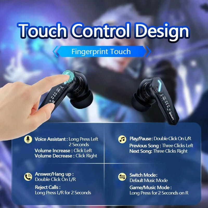 Choice Lenovo GM2 Pro HD Call Dual Mode Gaming Headset Wireless Bluetooth V5.3 Earphone HiFi Low Latency Music Headphones