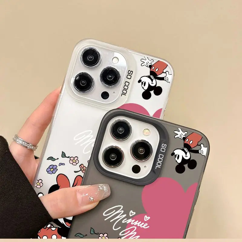 Mickeyy Minniee Mouses cute Phone Case For iPhone 15 14 13 12 11 Pro Max 7 8 Plus XR XS MAX Y2K oil painting ﻿