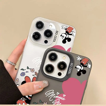 Mickeyy Minniee Mouses cute Phone Case For iPhone 15 14 13 12 11 Pro Max 7 8 Plus XR XS MAX Y2K oil painting ﻿